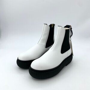 Lanvin White & Black Chelsea Boots With Rubber Sole